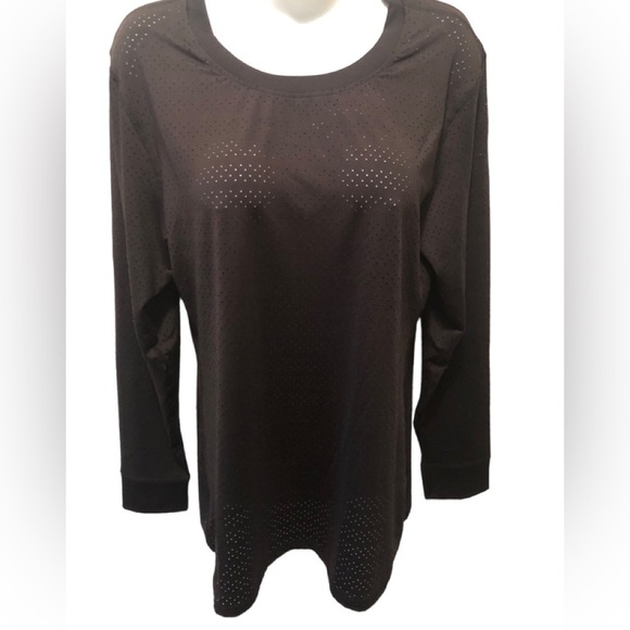 Zyia Black Chill Long Sleeve Tee Sz. XL Breathable Yoga Work Out Top Athletic - Picture 2 of 7